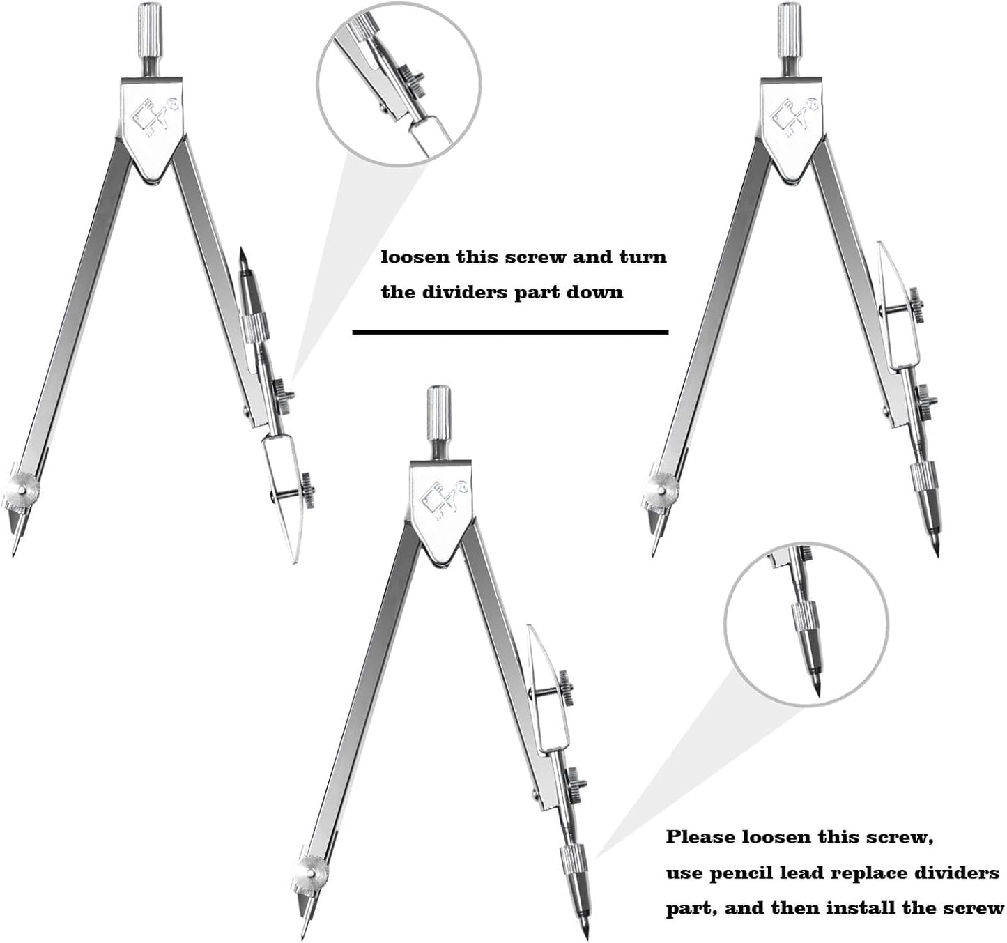 Students Geometry Math Set, Drawing Compass and 6 Inch Transparent Swing arm Protractor 180 Degree Math Protractor (Pink)