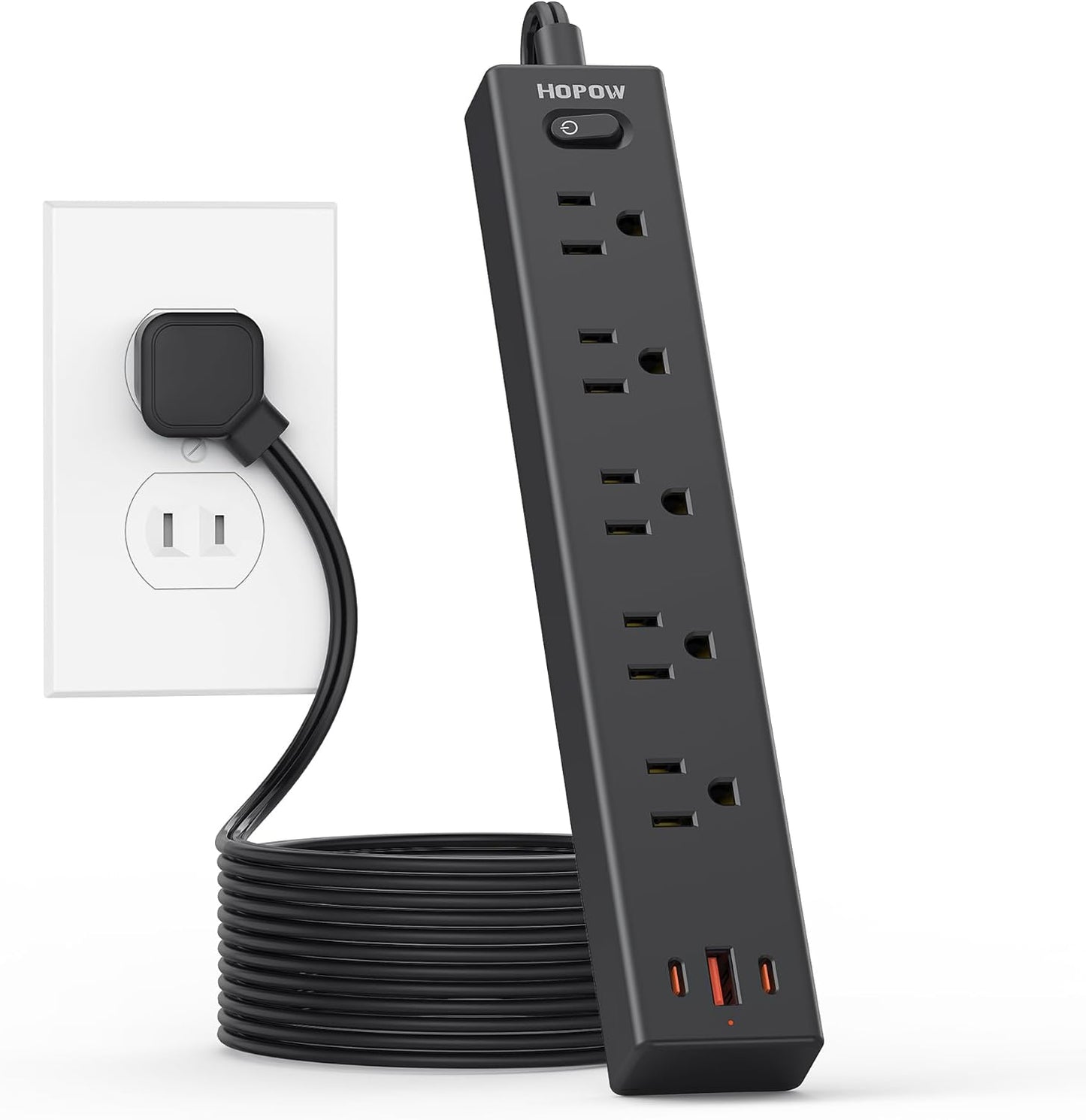 2 Prong Power Strip, 2 to 3 Prong Outlet Adapter with Polarized Plug, 1700J Surge Protector, 6ft Two Prong Extension Cord, 5 AC Outlets & 3 USB(5V 3.4A Max), Wall Mount for Non-Grounded Outlet