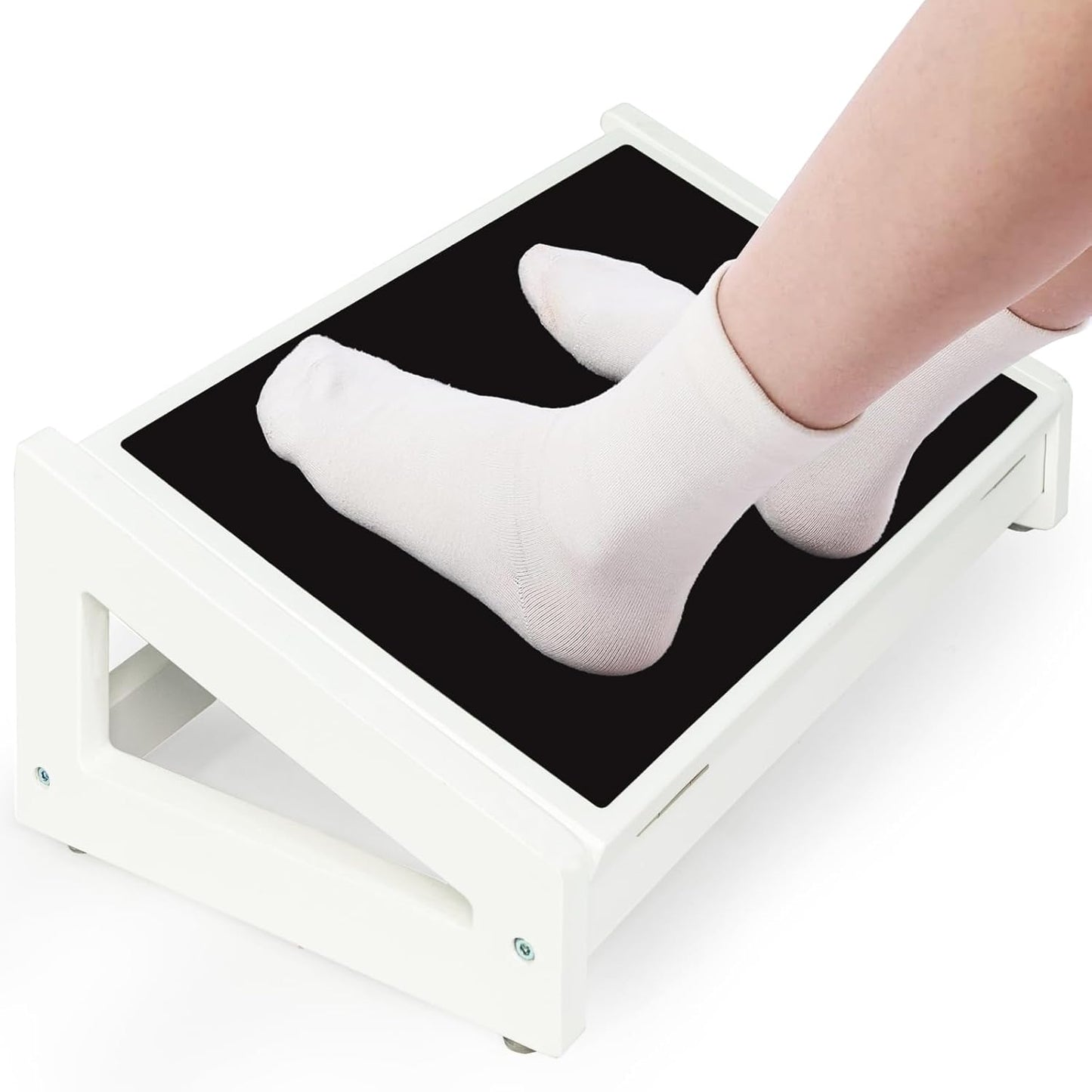 WOOD CITY Foot Rest for Under Desk at Work, 3 Heights Adjustable Footrest with Silicone Surface, 2in1 Foot Stool Improve Posture, Reduce Fatigue & Pain, Ideal for Home/Office/Gaming(White)