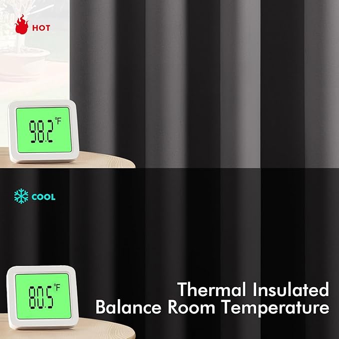 MIULEE Grey Blackout Curtains for Bedroom Living Room 72 Inches Long 2 Panels, Thermal Insulated Room Darkening Drapes Solid Grommet Top Noise Reduction Light Blocking Window Curtains W40 x L72 Inch