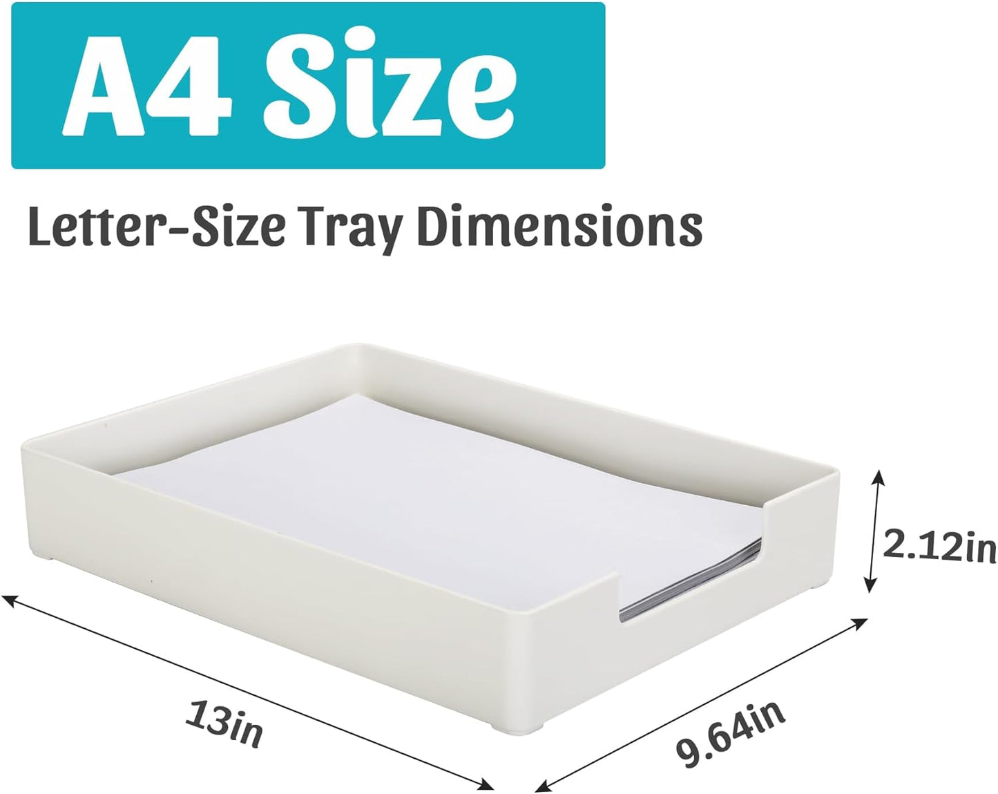 Letter-Size Tray Desk Letter Tray Paper Tray, Sturdy Heavy-Duty Plastic Printer Paper Tray, Single-Tier Stackable File Storage Organizer for Office Home (2, White)