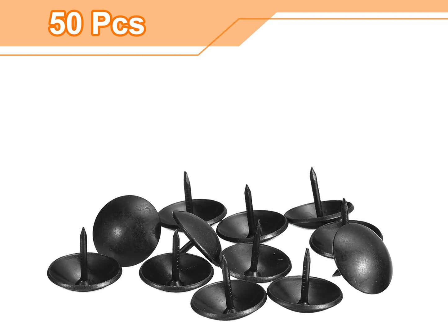 uxcell Upholstery Tacks Nail Pins Furniture, 50Pcs 19x16mm Thumb Tack Pins Assortment Kit Carbon Steel for Home Sofa DIY Decorative Nail Heads Nails, Black