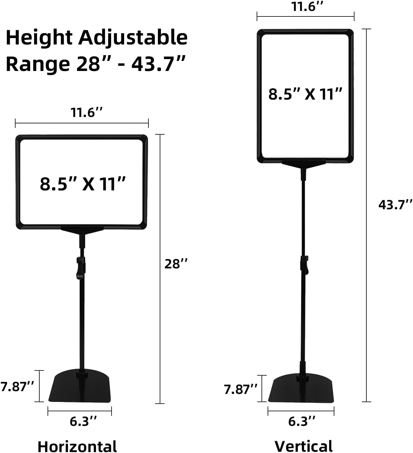 Adjustable Sign Stand - 8.5 x 11, Table Top Holder (Black-4pcs)