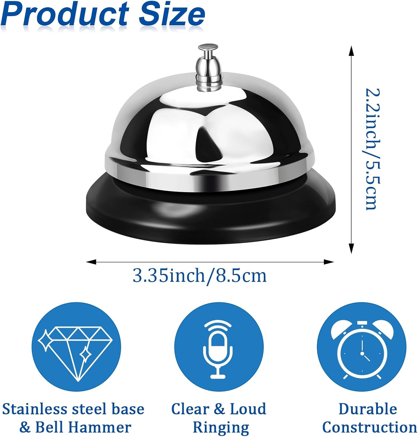 Yexiya 24 Pack Call Bell 3.35 Inch Diameter with Metal Anti-Rust Construction Service Bell for Hotels, Schools, Restaurants, Reception Areas, Hospitals, Warehouses