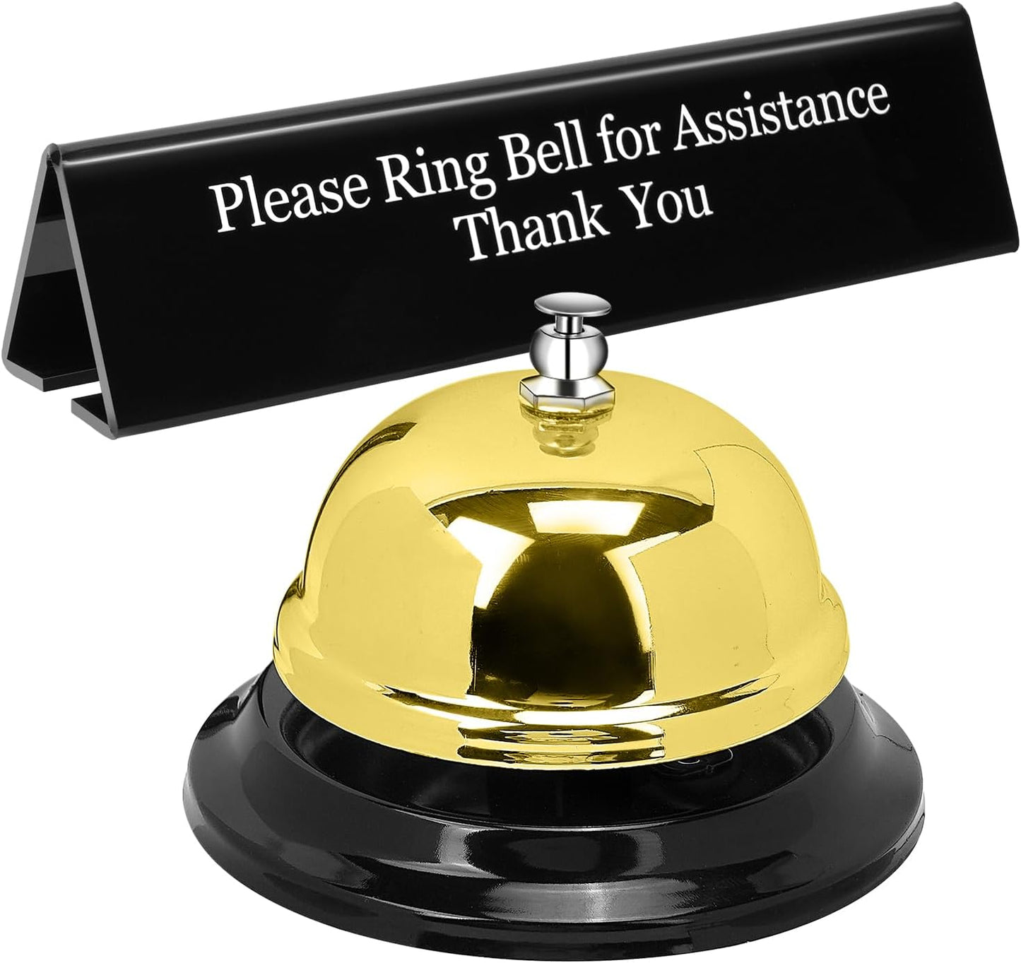 UCEC Desk Bell & Sign, Dinner Call Bell for Hotel & Restaurant Reception, 1+1 Pack, Yellow