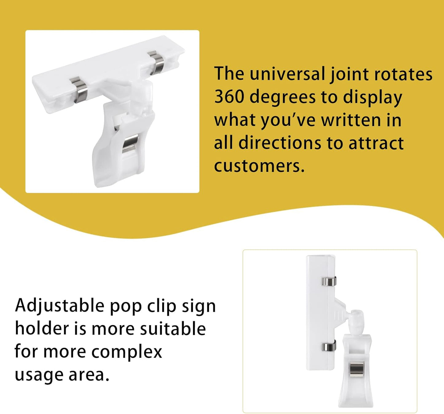 8 Pack Rotating Clip Swivel Sign Holder, Double Head Display Clips with Chalkboard Signs