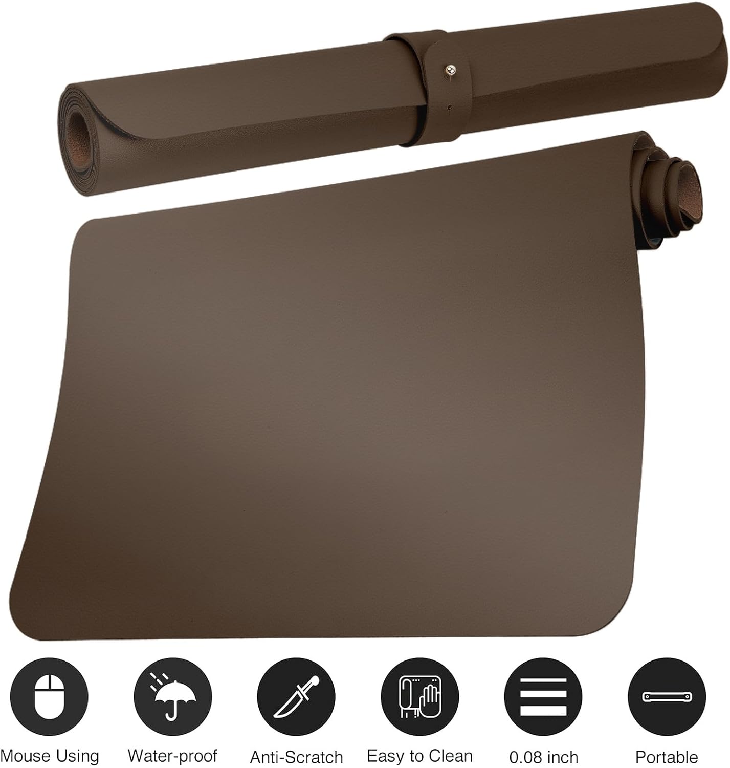 Boutilon Leather Desk Pad Protector,Non-Slip Mouse Pad,Laptop Desk Pad,Office Mouse Mat,Waterproof Leather Desk Blotter,Desk Writing Pad for Office and Home (XXXL-Coffee,47"x 24")