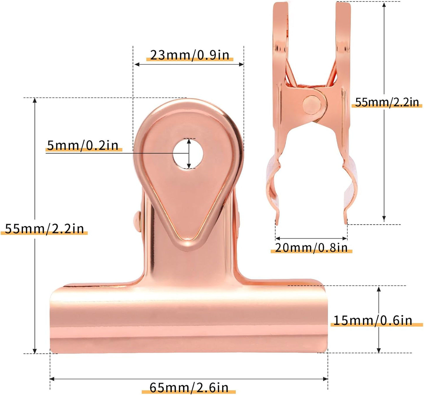 SIAMESE Bulldog Clips, 4 Pcs Binder Clips for Office & Kitchen, Multi-Purpose Binder and Food Bag Clamps for Sealing, Storage, Hanging (Rose Gold)