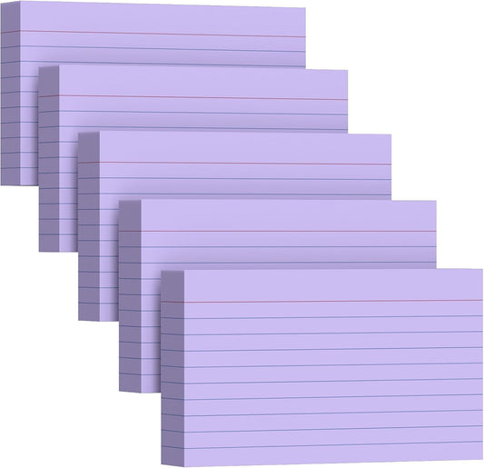 250 Count Index Cards 3 x 5 Inch, Heavyweight Purple Lined Note Cards Portable Ruled Flash Cards Perfect for Studying and Organizing, Note Taking Study Flashcards for Home, School and Office