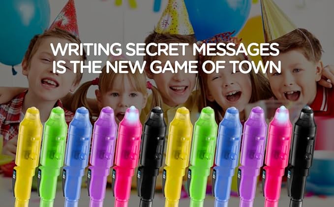 Personalized Invisible Disappearing Ink Pen Marker Pack, Custom Secret Spy Message Writer with UV Light, Fun for Kids Party Favors Gifts and Stock Stuffers, 12 Pack, Yellow