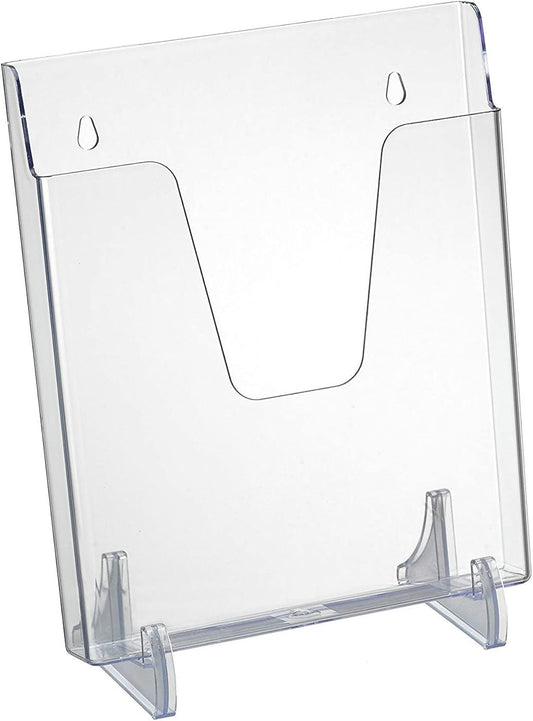 Acrimet Pocket File Holder Vertical Design Brochure Display (for Wall Mount or Countertop Use) (Removable Supports Included) (Letter Size) (Clear Crystal Color)