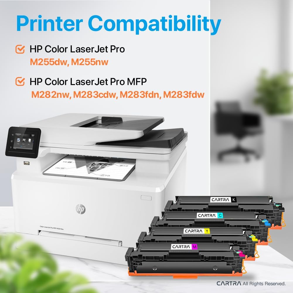 CATRA 206x High Yield Toner Cartridge Compatible with 206X Toner Cartridge Set, Works with Color Laser Jet Pro MFP M283fdw M283fdn M283cdw, M255dw, M255nw, M282nw 4Pack W2110X