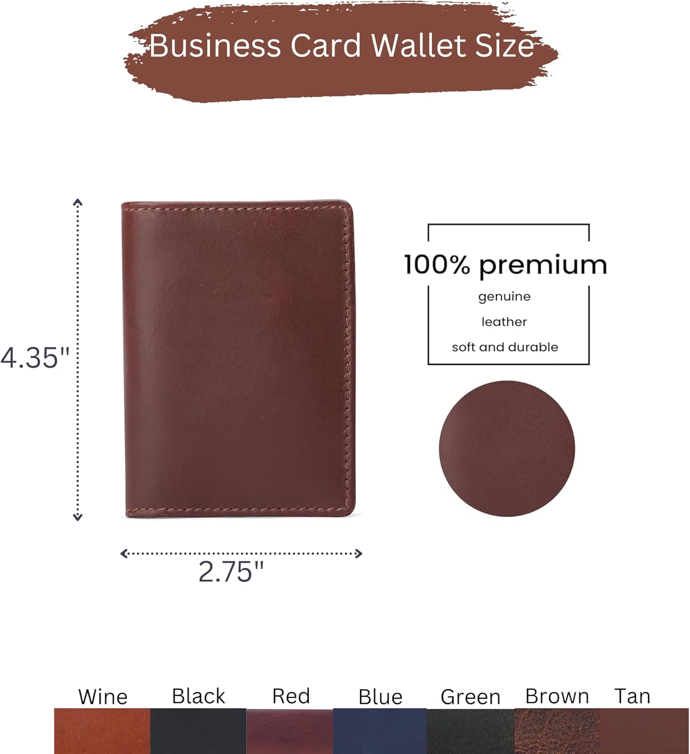 Premium Leather Card Wallet, RFID Blocking Expandable Business Card Case, Bifold Card Holder for Men and Women, Men's Purse, Wallet for Men (Business Card Wallet, Red)