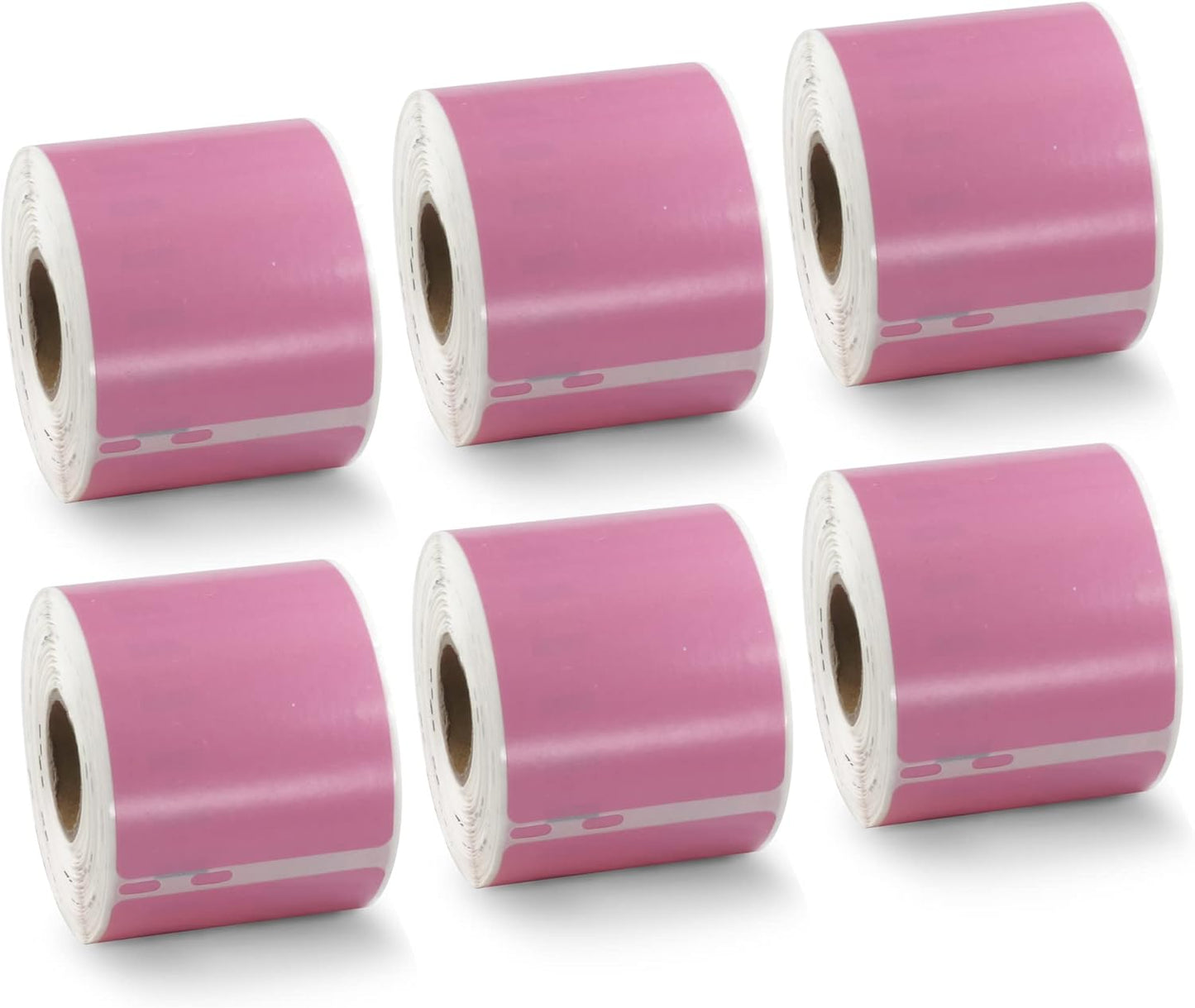 BETCKEY Colored Labels Compatible with Dymo 30323 (2-1/8" x 4") Name Badge Labels, Compatible for Dymo LabelWriter Thermal 450, 4XL & Zebra Desktop Printers [6 Rolls, 1320 Labelss, Pink]