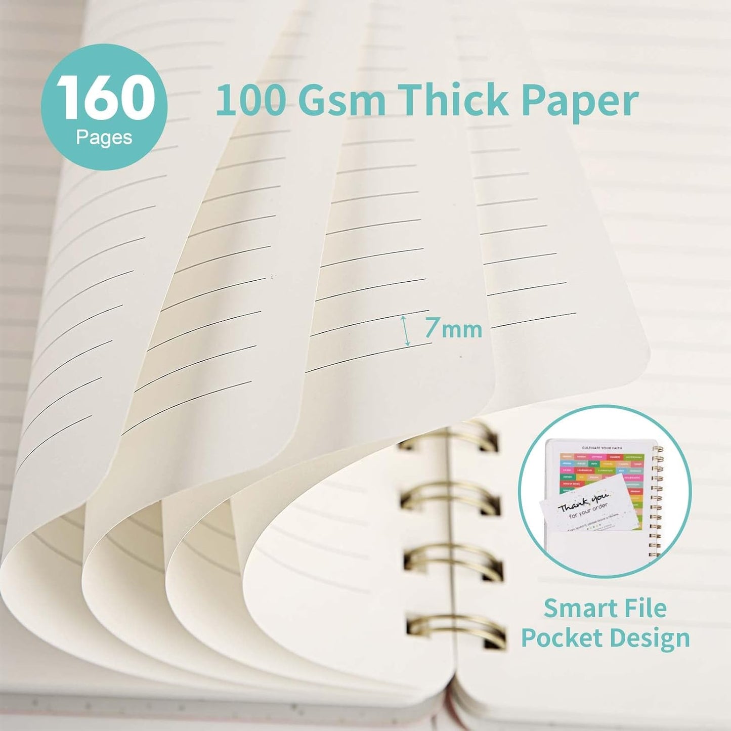 Lined Spiral Notebook College Ruled A5 Journal Book for Note Taking, 160 Pages Writing Journal for Office and Home School Supplies 5.75x8.125 inch (1-MintGreen)