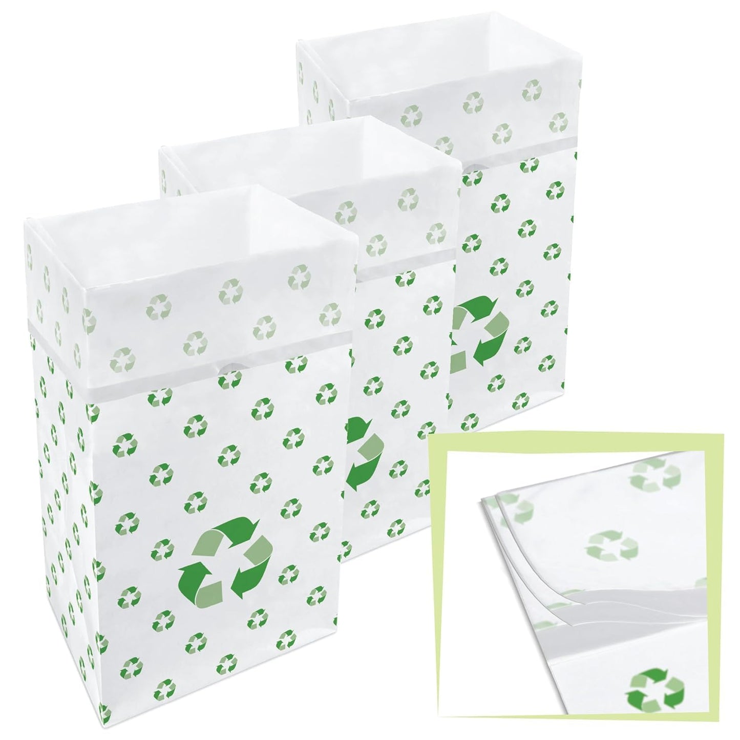 | 30 Gallon Multi-Liner Disposable Trash Cans (3-Pack) - Reusable Garbage and Recycling Bins for Parties, Events, and More (Recycle)