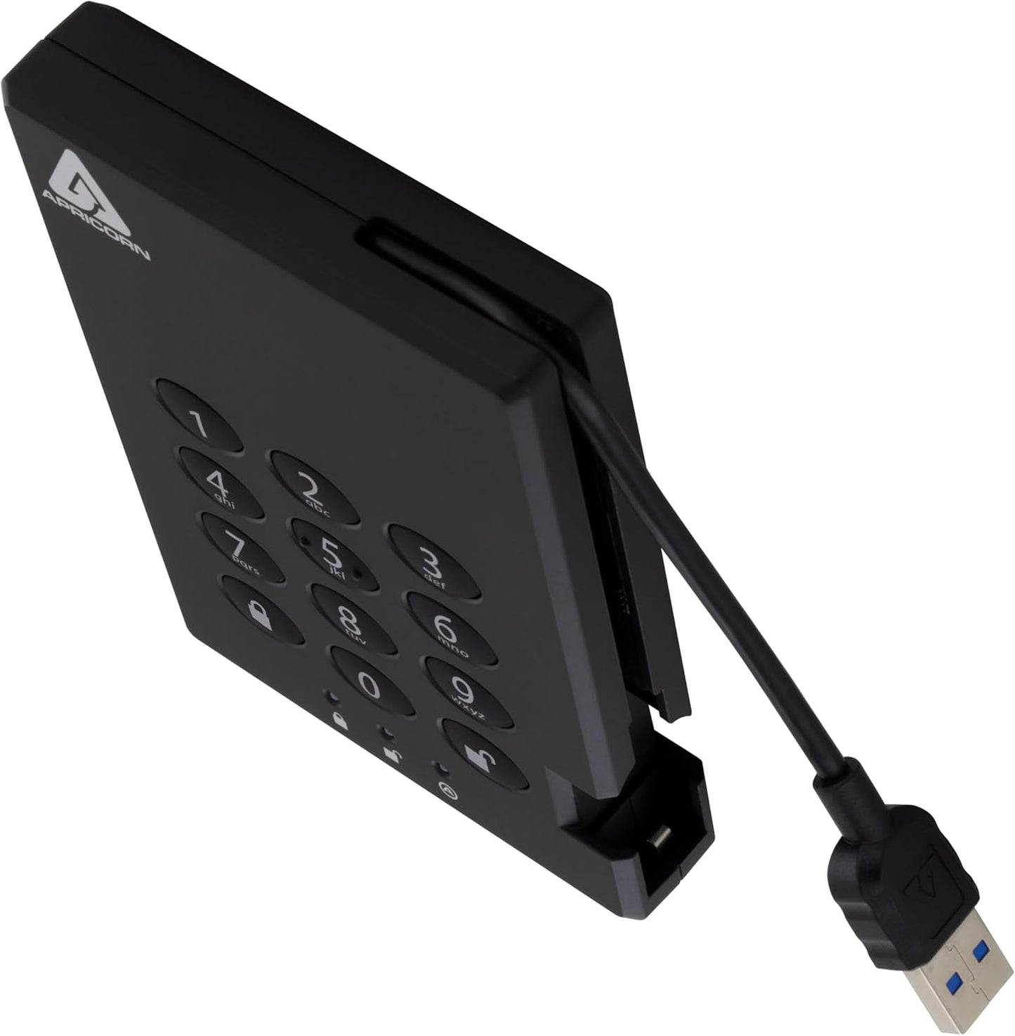 Apricorn 500GB Aegis Padlock USB 3.0 256-bit AES XTS Hardware Encrypted Portable External Hard Drive (A25-3PL256-500)
