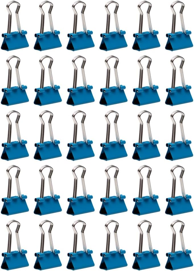 JAM PAPER Colorful Binder Clips - Extra Small - 3/5 Inch (15 mm) - Blue Binderclips - 30/Pack