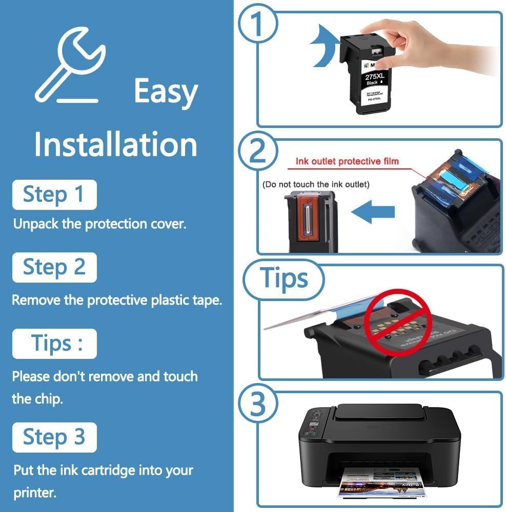 275XL Black Ink Cartridge Remanufactured Replacement for Canon PG-275XL PG-275 275 275XL Black use for PIXMA TR4720 TR4700 TR4722 TS3522 TS3520 TS3722 Printer Ink Cartridges, 1 Pack