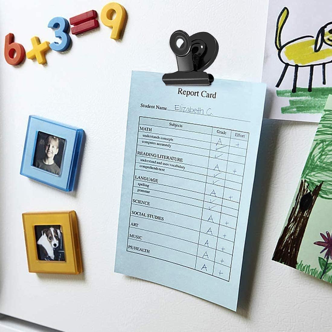 VNDUEEY 12 Pack Black Refrigerator Magnets Fridge Magnet, Magnetic Clips for Whiteboard, Magnet Clips Heavy Duty for Kitchen & Office Home Organizing