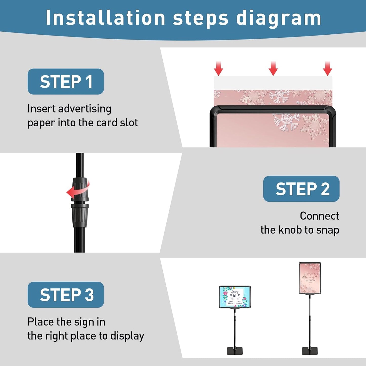 Sign Holder Stand 8.5 x 11,Sign Stand for Display,Adjustable Sign Holders For Table Top,Suitable for indoor use