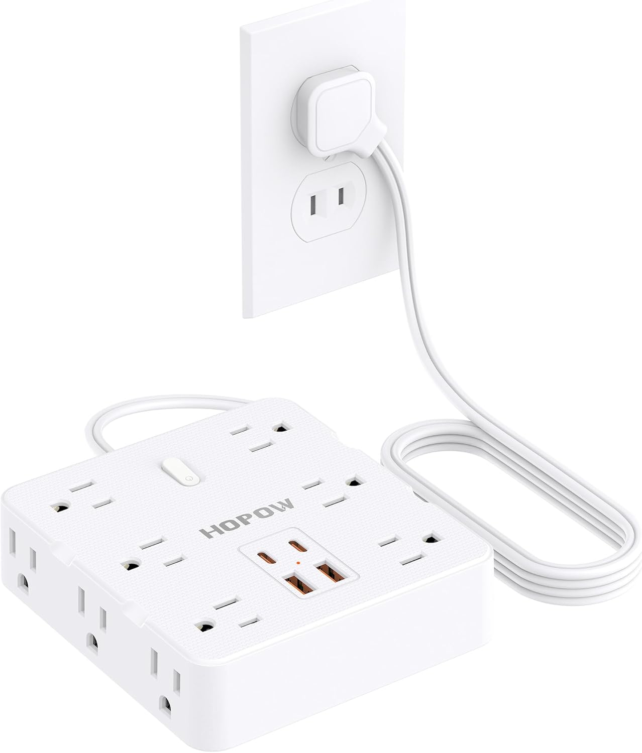 2 Prong Power Strip, 2 Prong to 3 Prong Outlet Adapter with 12 AC & 4 USB(2 USB-C), 1700J Two Prong Surge Protector, 5FT Extension Cord, Wall Mountable, Ideal for Old House Non-Grounded Outlets