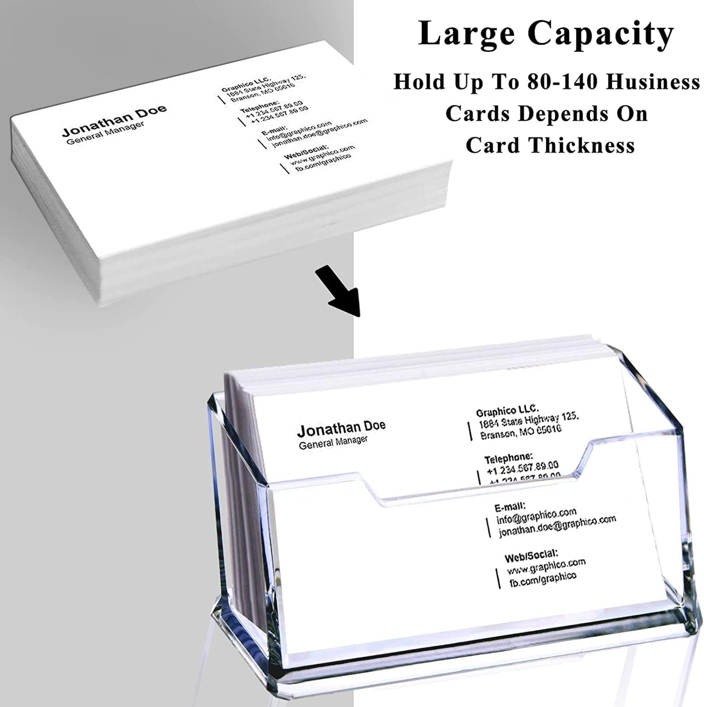 3 Pack Clear Acrylic Business Card Holder, Name Card Organizer for Desk Fits 50 Business Cards