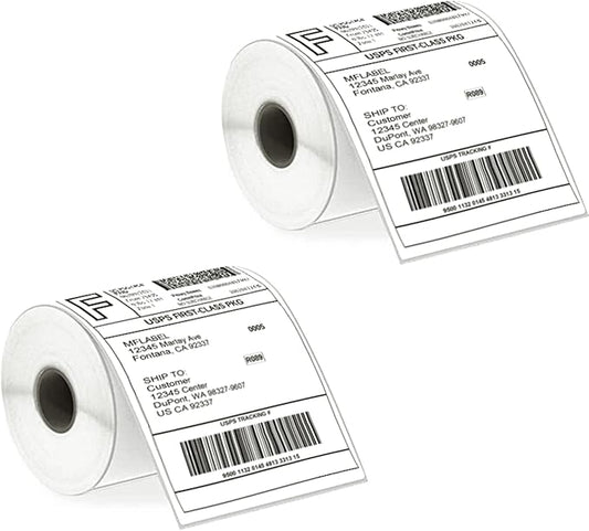 MFLABEL 4x6 Direct Labels, Perforated, Commercial Grade, for Thermal Printer, 250 Labels/1 Roll, 2 Rolls