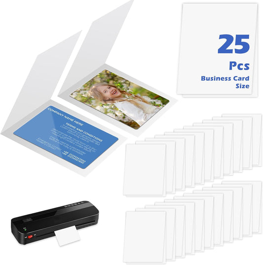 25 Pack 3 x 4 Inch Laminator Carrier Sleeve Business Card Size Thermal Laminating Carriers Sheets Protection Thermal for All Brand Laminating Pouches Work Permits Pass Cards Student ID Cards