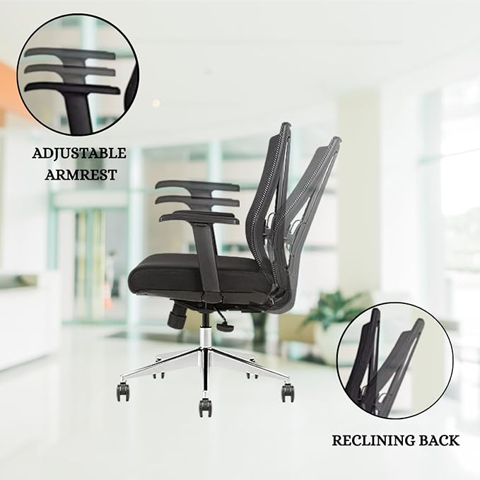 Ergonomic Conference Room Chair Mesh Back with Seat Slide - Adjustable Lumbar Support Computer Desk Chair Height Adjustable Arms -5-Star Polished Aluminum Base Home Office Chair (Pack of 8)