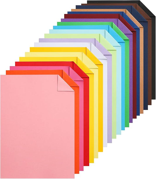 100 Sheets 20 Assorted Colors Cardstock Scrapbooking Paper, 92lb Heavyweight Card Stock A4 Colored Paper for Birthday Decorations, Cards Making, Greeting Cards, Wedding Invitations