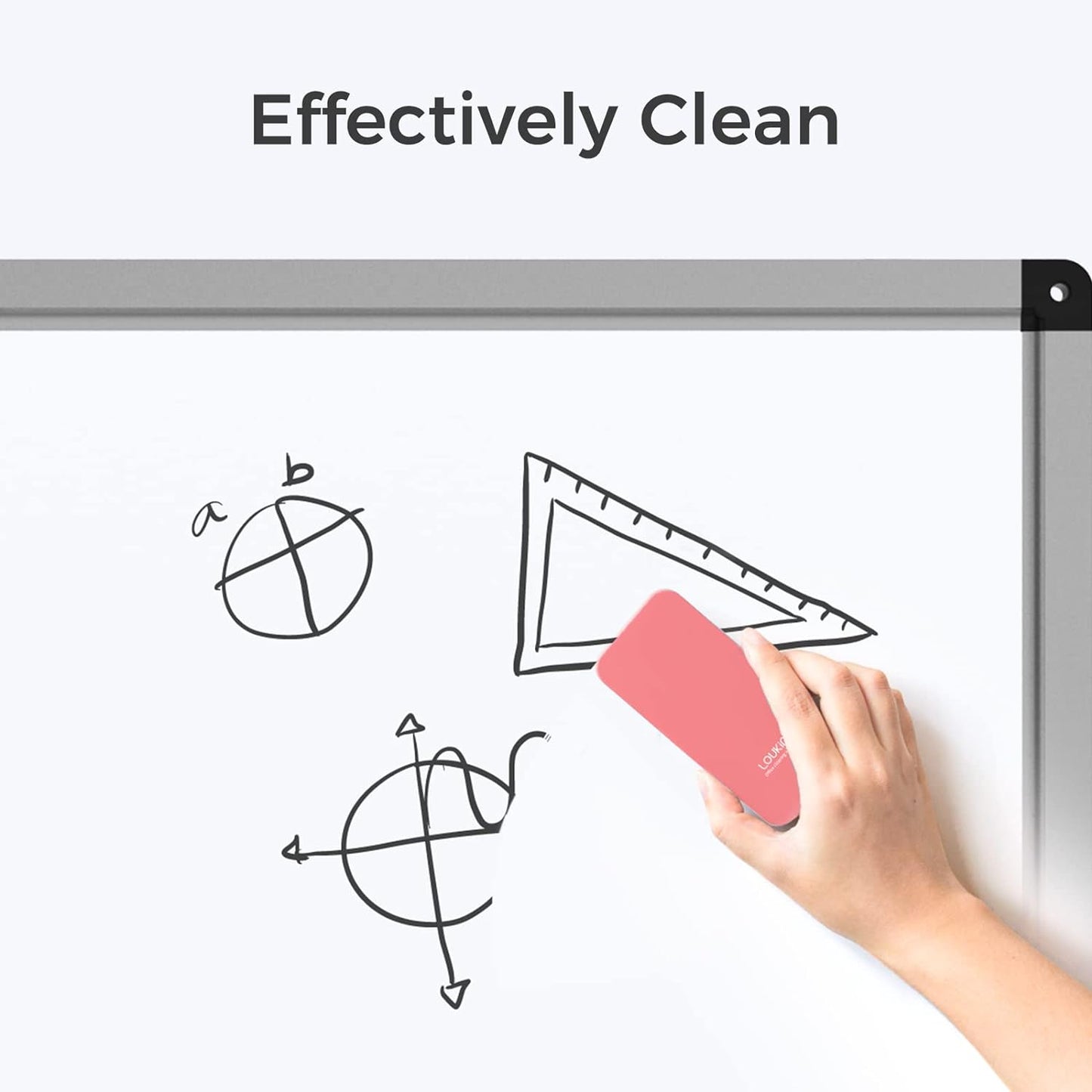 loukin Magnetic Dry Erase Eraser, Whiteboard Eraser, Glass Board Remover, 3.4 fl oz Whiteboard Cleaner Included, for Classroom, Home and Office Use (Pink)