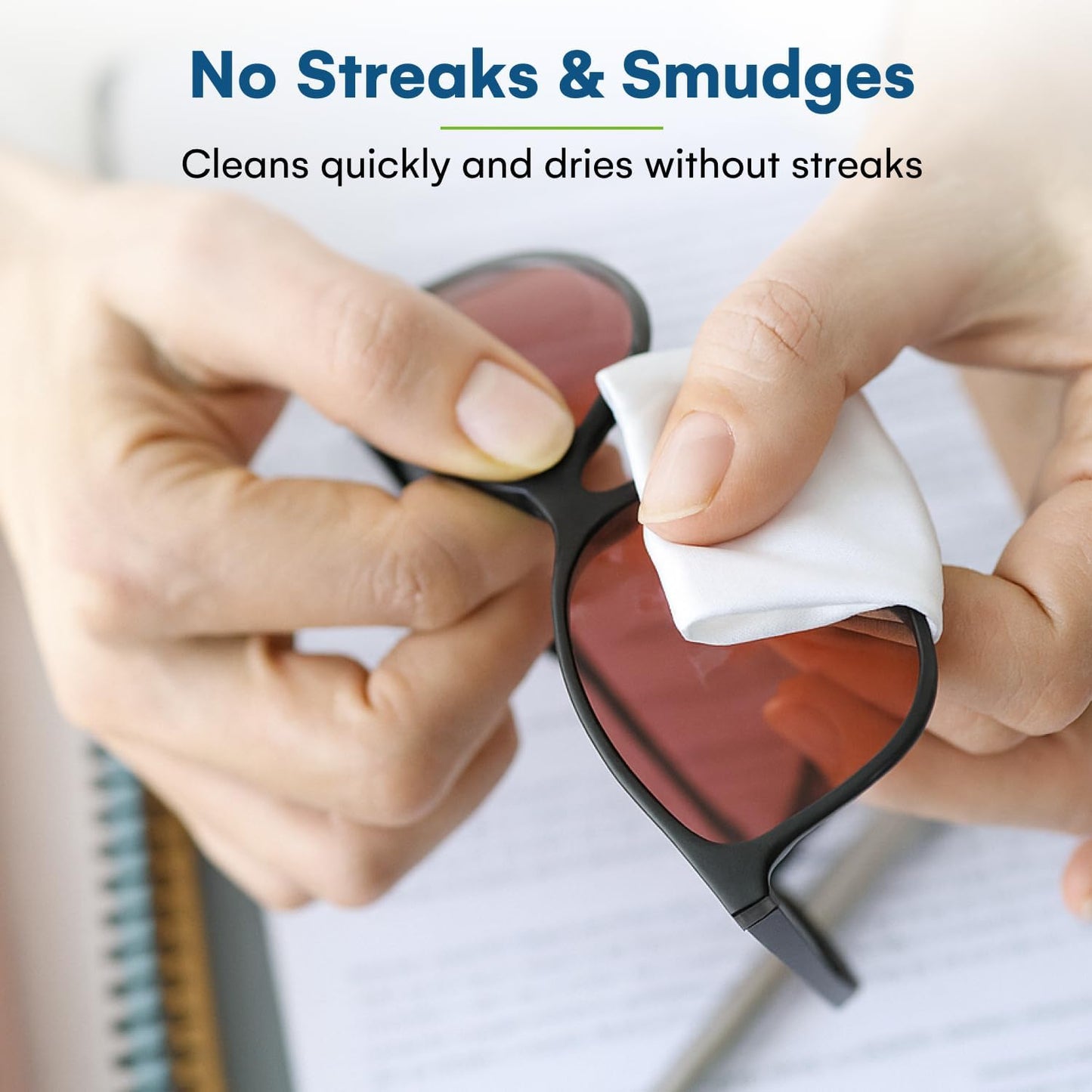 Care Touch Lens Wipes for Eyeglasses- 210 Count Individually Wrapped Pre- Moistened Wipes, 5 x 6 Inch- Camera Lens, Sunglasses and Glasses Cleaner,- Gentle and Portable for Cleaning of Optical Devices