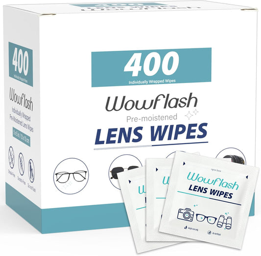 400 Count Lens Wipes for Eyeglasses, Eyeglass Lens Cleaning Wipes Pre-moistened Individually Wrapped Sracth-Free Streak-Free Eye Glasses Cleaner Wipes for Sunglass, Camera Lens, Goggles