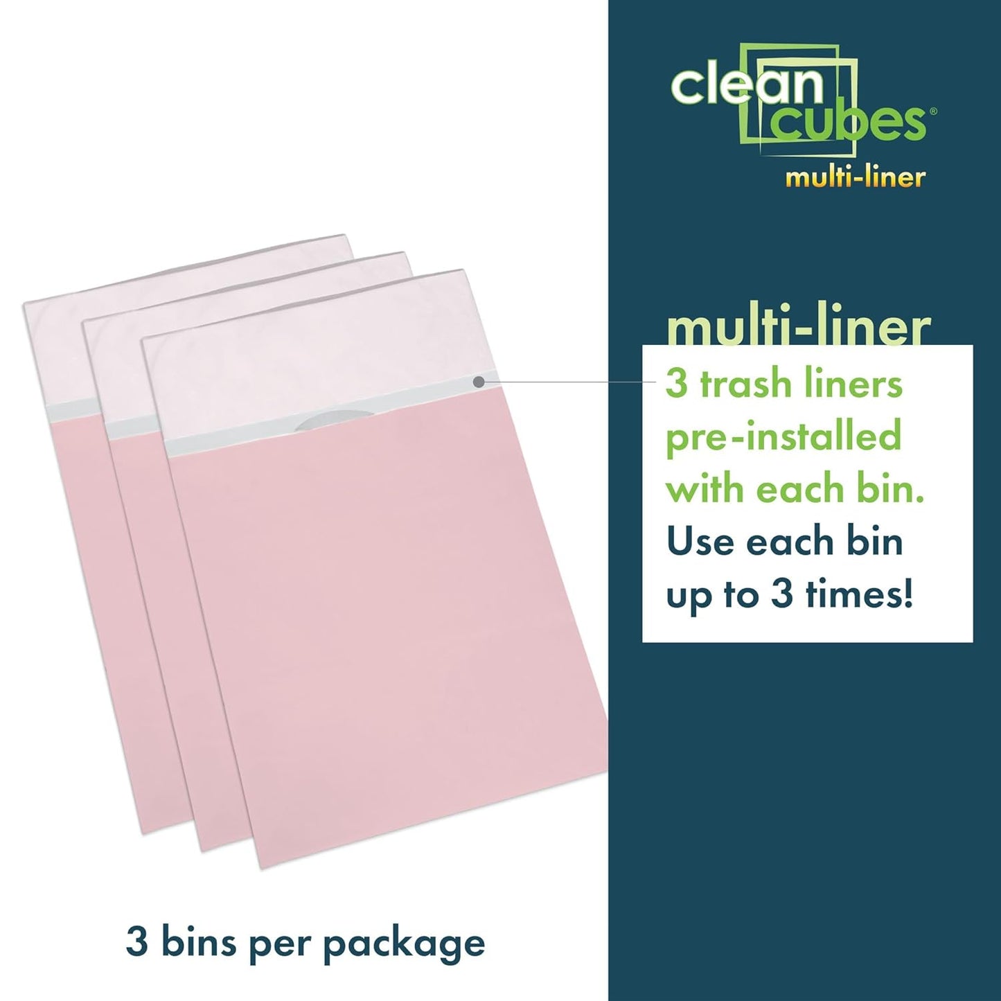| 30 Gallon Multi-Liner Disposable Trash Cans (3-Pack) - Reusable Garbage and Recycling Bins for Parties, Events, and More (Pink)
