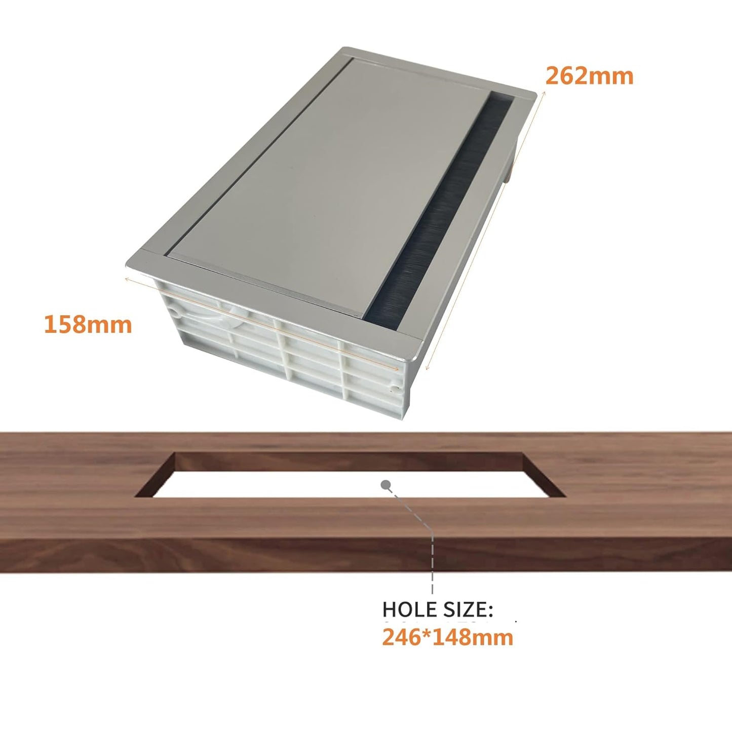 ZESHAN Conference Table Power hub Desktop pop up Outlet with 3 US Plugs and USB C Fast Charger for Home Office Tabletop, 1.8M Extension Power Cord for Desk, Silver