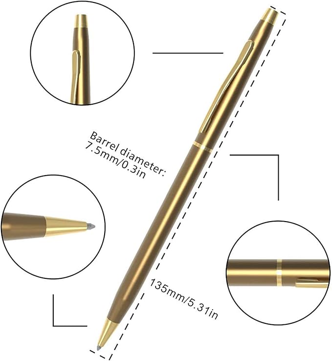Cambond Ballpoint Pens Fancy Pens - Black Ink Bulk Pens 1.0 mm Medium Point Retractable Metal Pen Comfortable Writing for Men Women Police Uniform Office Business, 10 Pack (Champagne Gold)