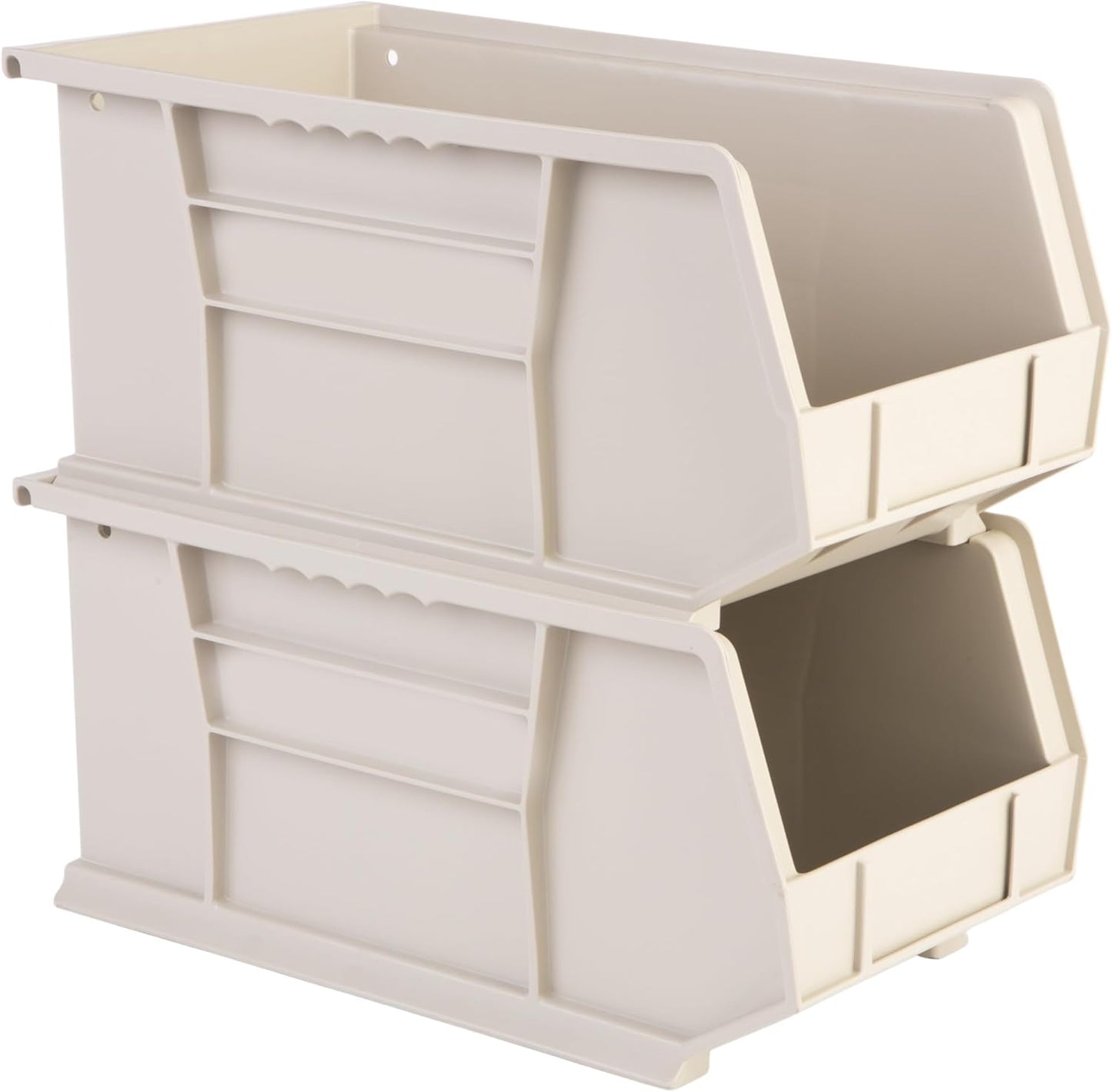 Hudson Exchange 15" x 8" x 7" (6 Pack) Plastic Stackable Storage Bin and Hanging Container, Stone