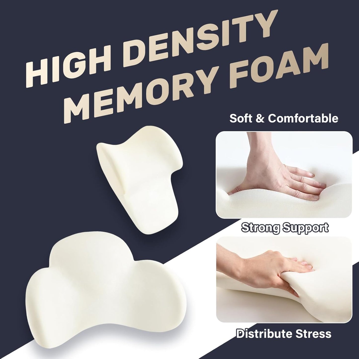 Coverado Lumbar Support and Car Neck Pillow, Ergonomic Memory Foam Desk Chair Cushion and Headrest Pillow for Car Office Chair, Sciatica & Neck & Tailbone Cushion-Black&Gray