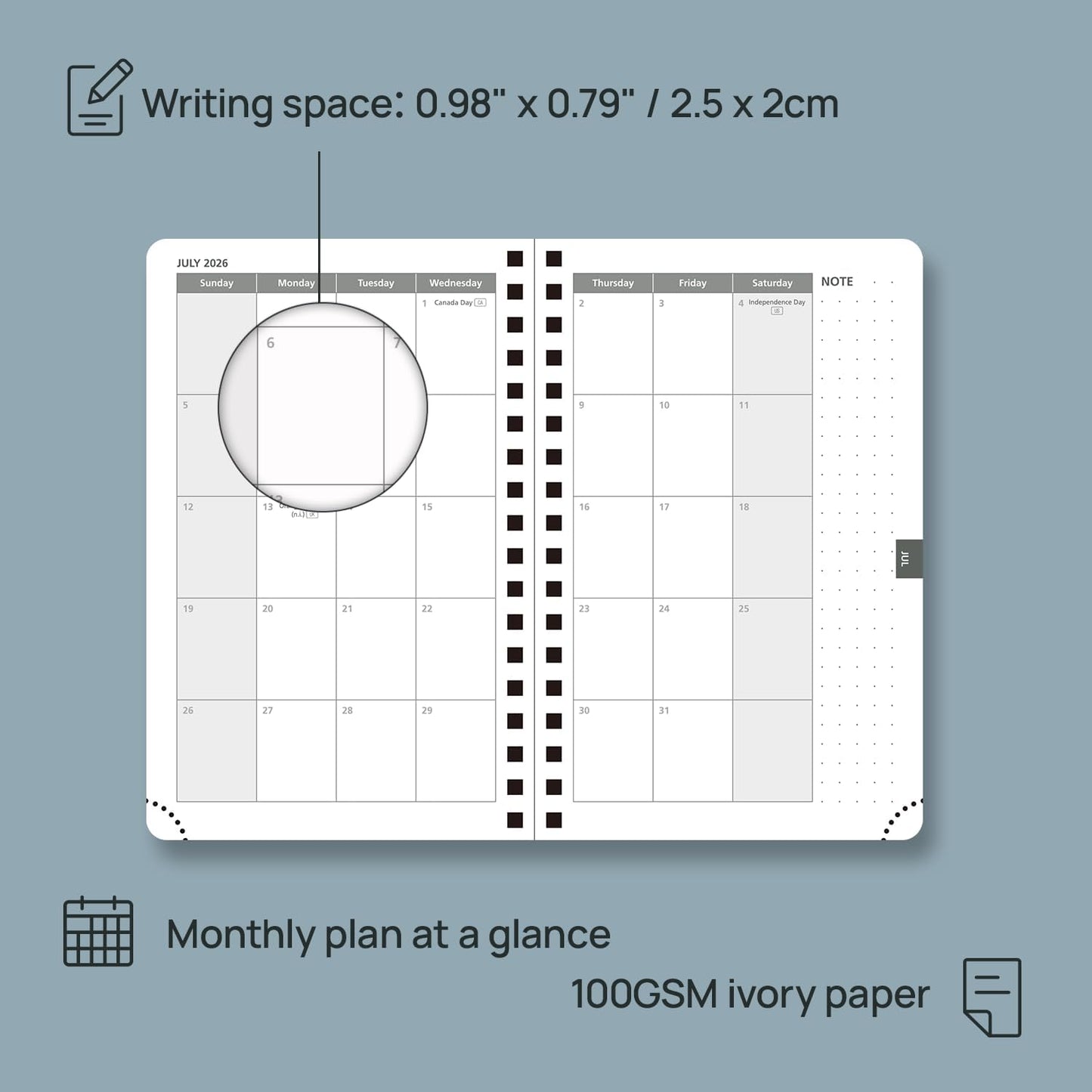 POPRUN Pocket 2026 Planner (Small Size- 4'' x 6.25'') Weekly and Monthly for Purse - Calendar 2026 (Jan. 2026 - Dec.2026) with Soft Cover, Plastic Ruler - Pacific Green