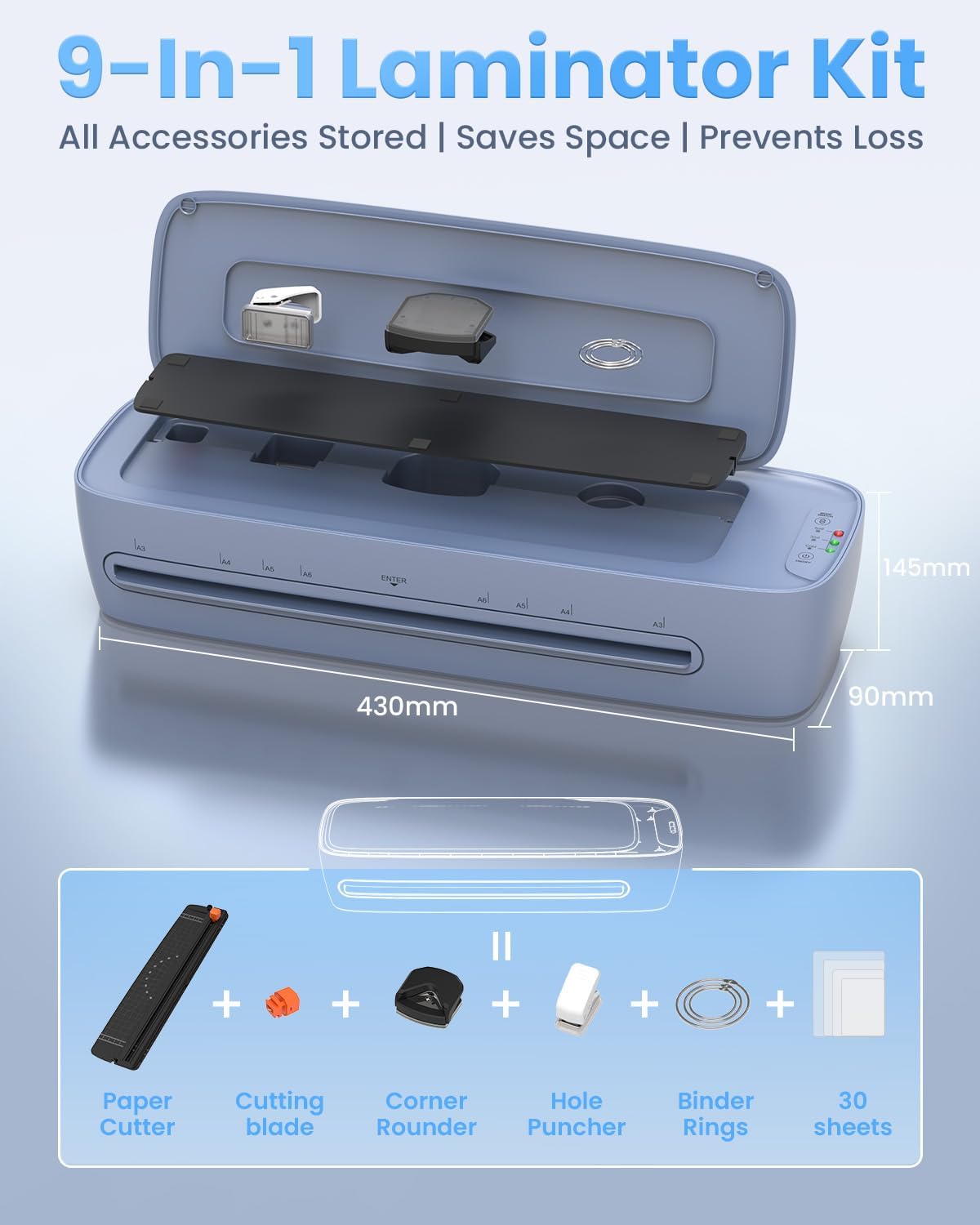 13 Inch Laminator Machine 11x17 with Laminating Sheets Personal Laminator for Teachers, 60S Warm Up Cold Thermal Lamination Machine for Home Office, A3 Laminating Machine Portable Paper Laminate Kit