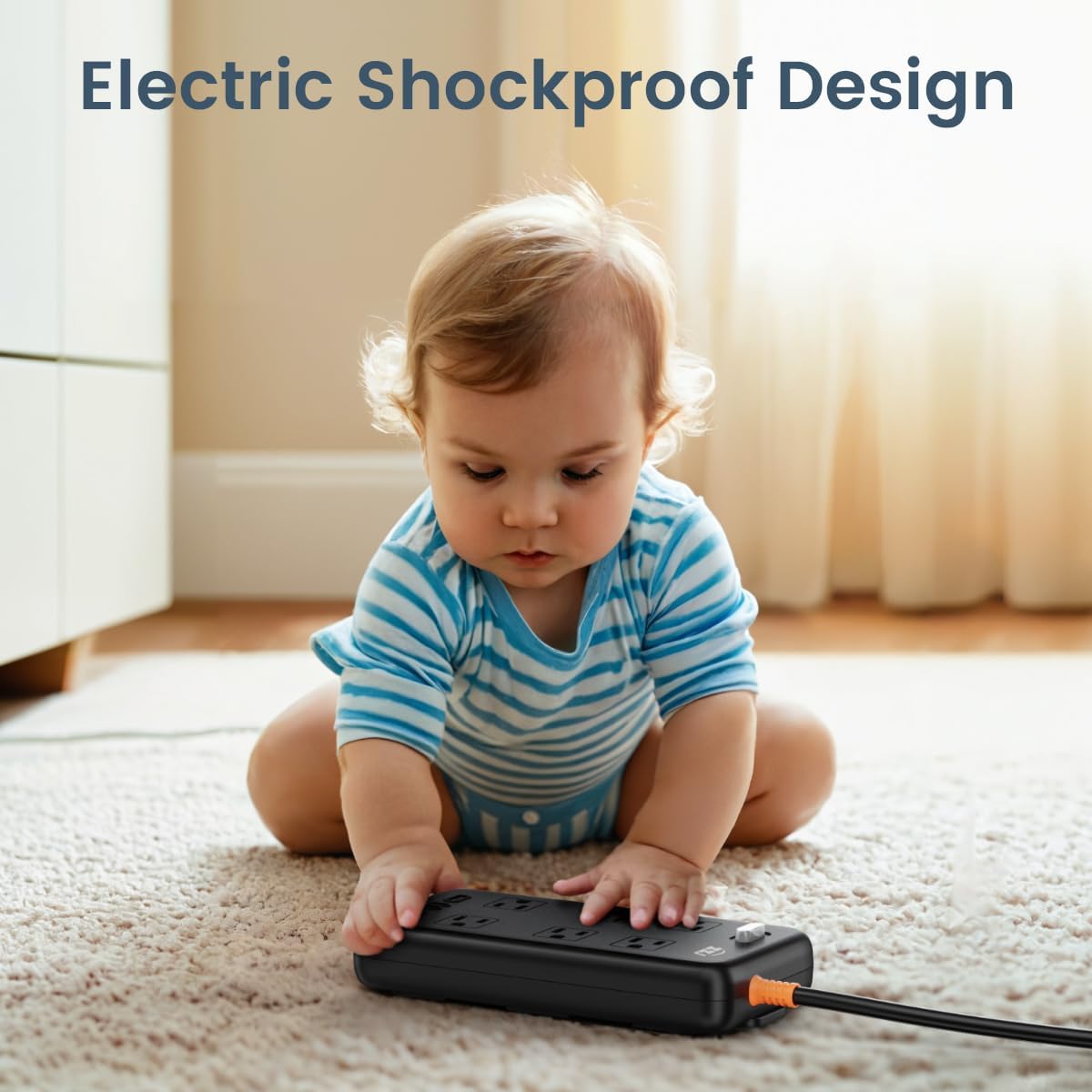 Power Strip Weatherproof, 10-in-1 Surge Protector with 6 Wide Outlets 2USB A and 2USB C,1875W/15A, 6FT Flat Plug Multi-Plug Outdoor Extension Cord for Indoor Outdoor, UL FCC Listed