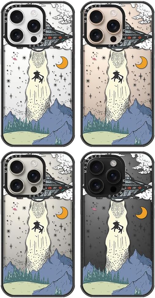 MOSNOVO Case for iPhone 16 Pro, [10ft 4X Military-Grade Drop Protection] Durable & Shockproof Phone Case Cover Design for iPhone 16 Pro - UFO - Clear Black