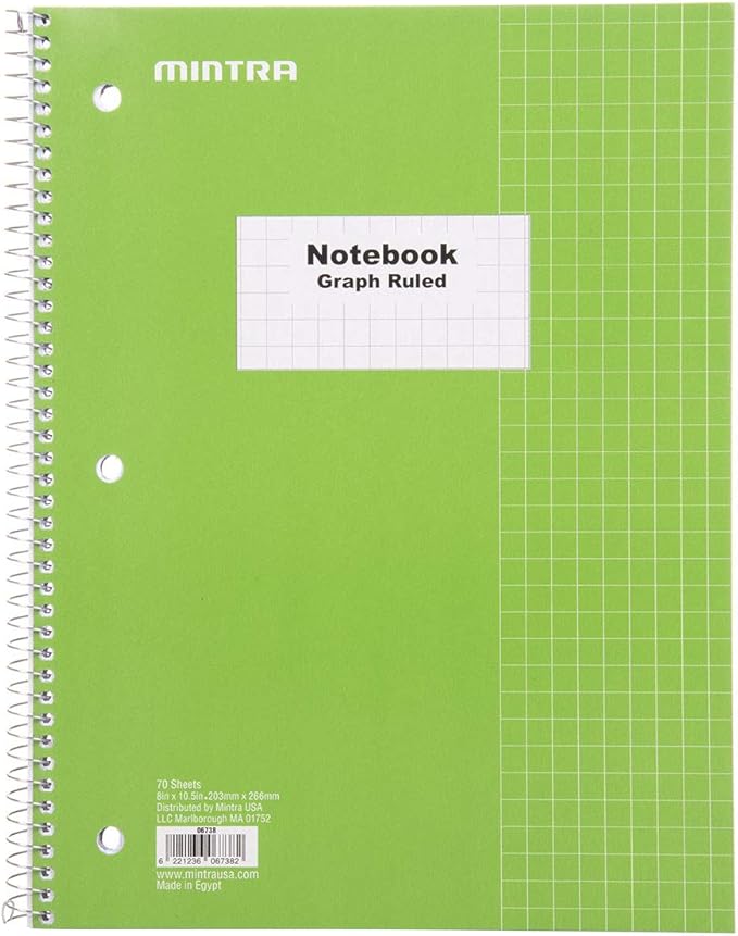 Mintra Office Spiral Notebooks - Wirebound for Student, Home, Office, Business (4x4 Graph, 4pk)