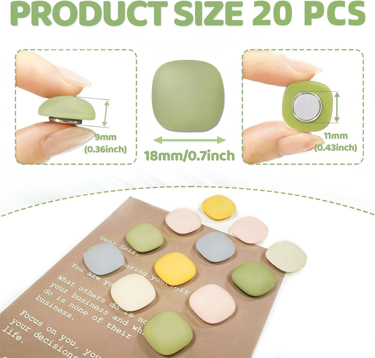 Qualsen Fridge Magnets, Colorful Decorative Cute Refrigerator Magnets for Whiteboard, Locker, Kitchen, Office, Classroom（20 Pcs）