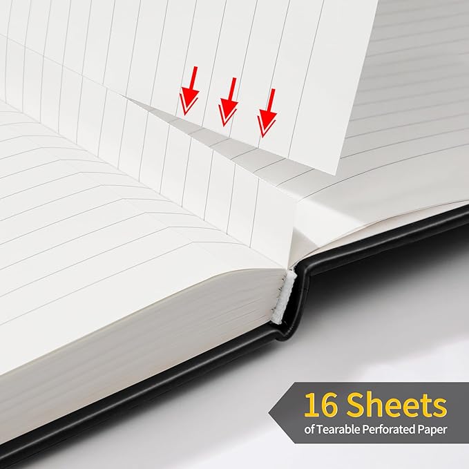 Annecy Lined Journal Notebook, Hardcover Numbered College Ruled Journal, Medium 5.5x 8.25, 160 Pages 100GSM Writing Paper, Black