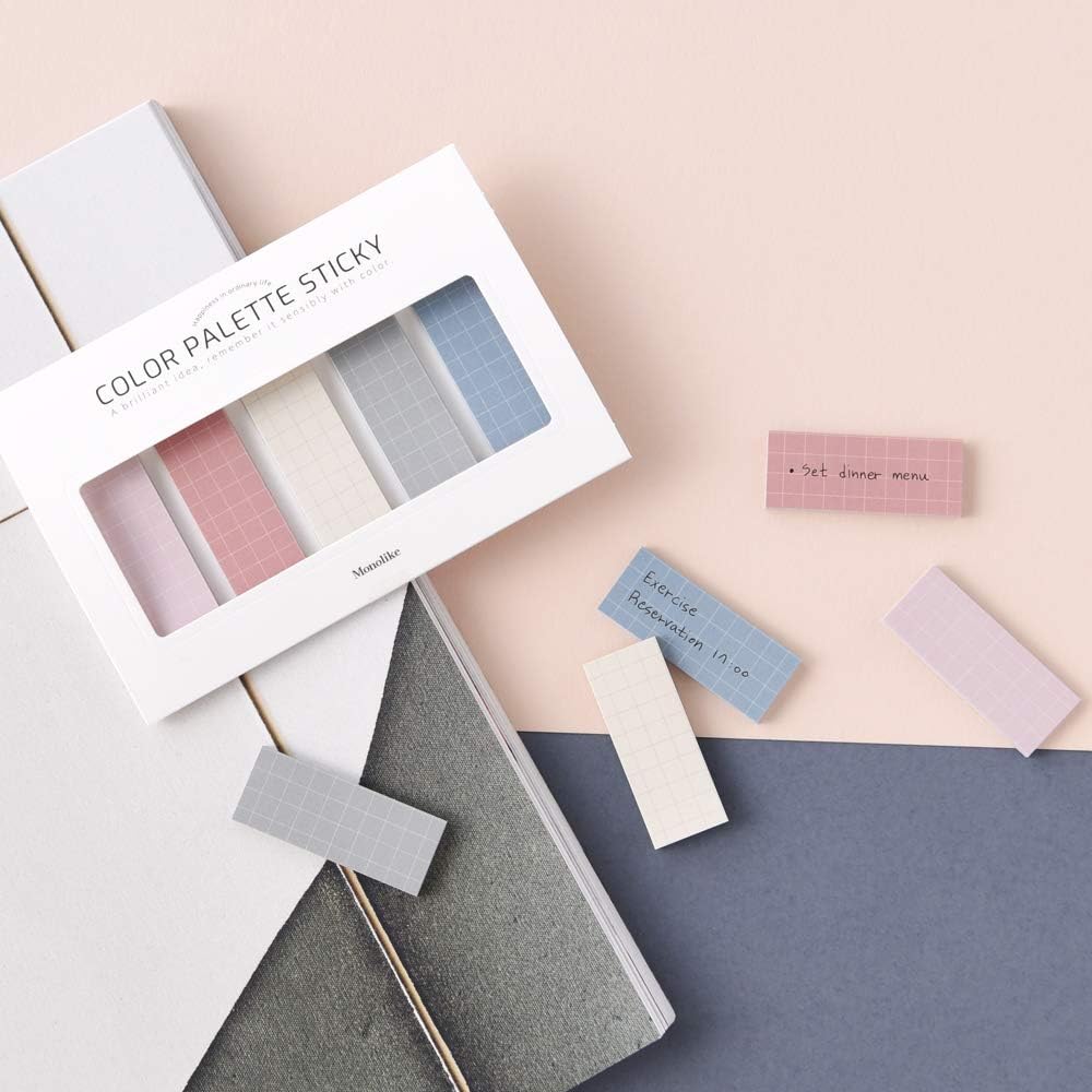 Monolike Color Palette Sticky Grid 500 D Set 4p - Self-Adhesive Memo Pad 30 Sheets
