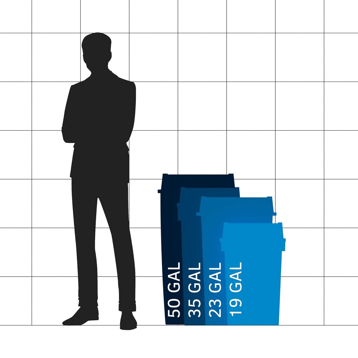 19 Gallon Grey Square Commercial Trash Can with Lid