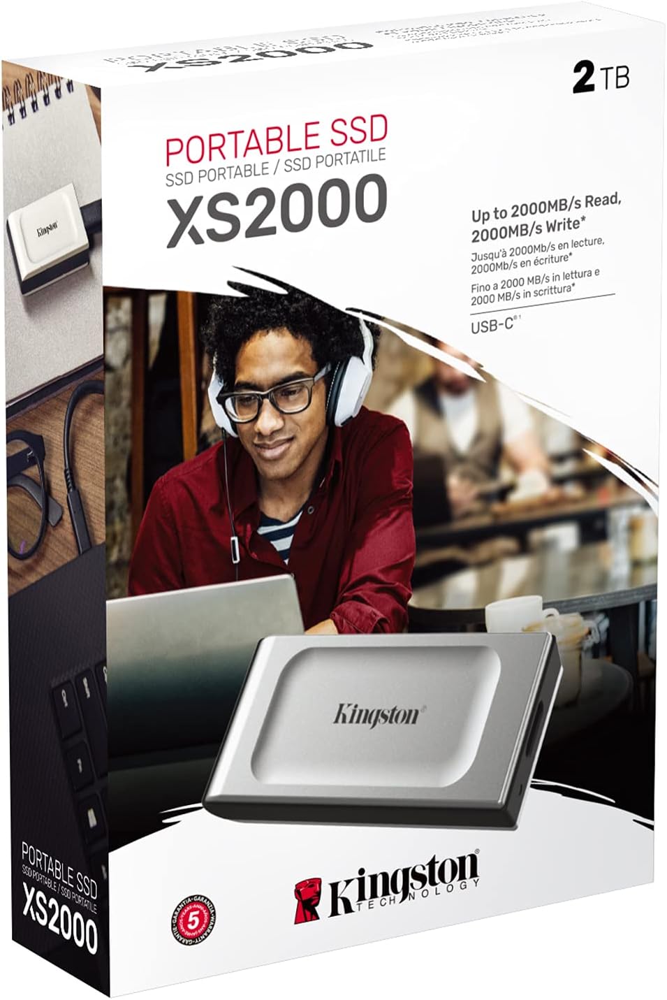 Kingston XS2000 2TB High Performance Portable SSD with USB-C | Pocket-sized | USB 3.2 Gen 2x2 | External Solid State Drive | Up to 2000MB/s | SXS2000/2000G