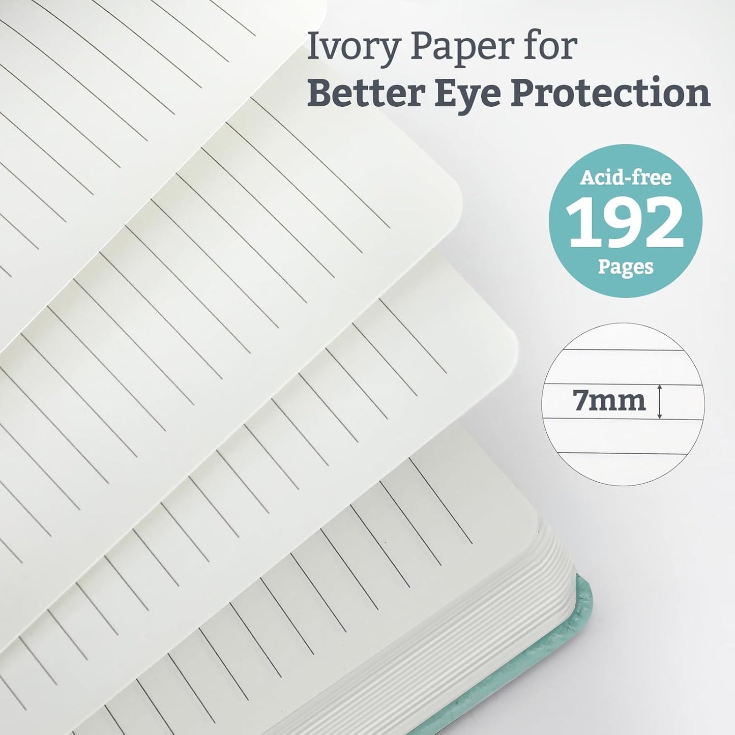 2Pack Lined Hardcover Journal Notebook, A5 192 Pages 100Gsm Thick Paper College Ruled for School,Note Taking,Work,Diary，5.7"*8.3",Light Green